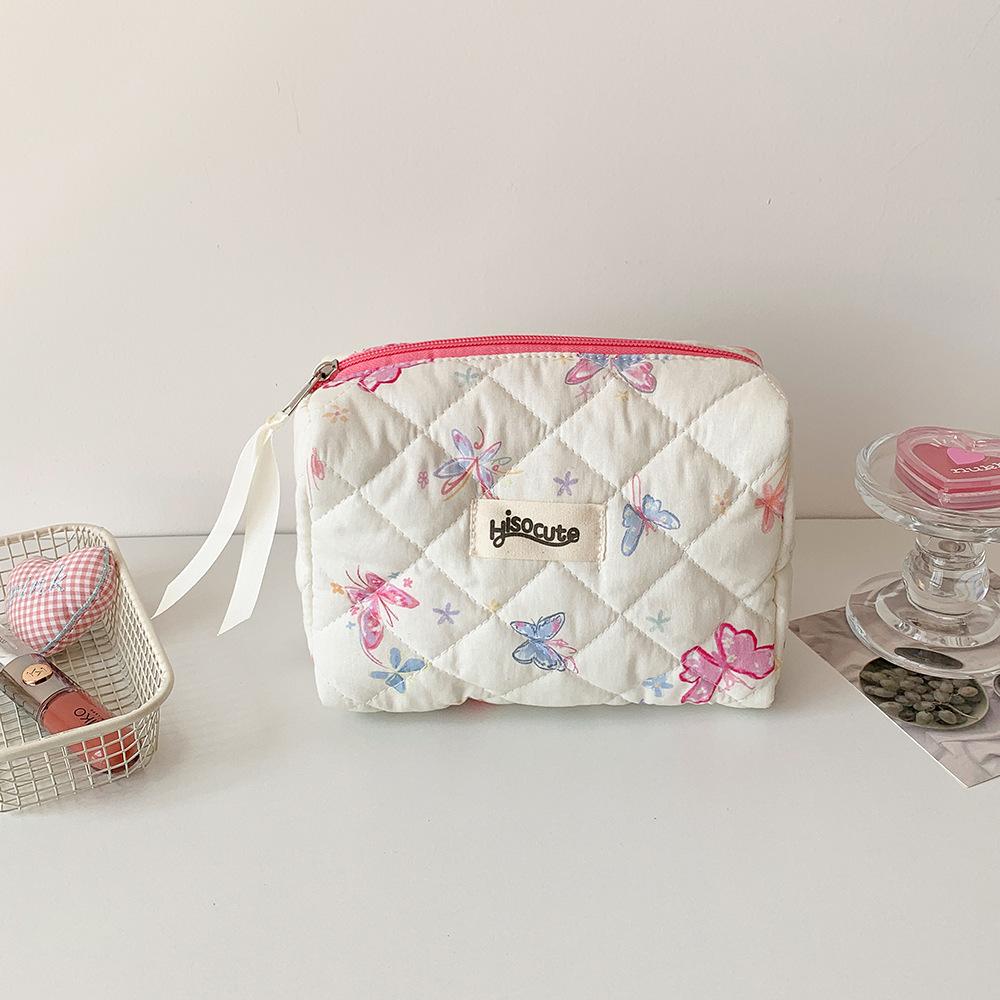 

Ins Butterfly Printed Makeup Bag High Beauty Girl Makeup Brush Case Eyebrow Skincare Organizer Pencil Case Travel Toiletry Bag белый