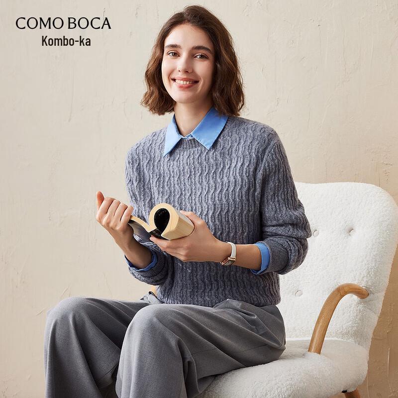 Kemon Boca Women's Cable Knit Cashmere Round Neck Sweater