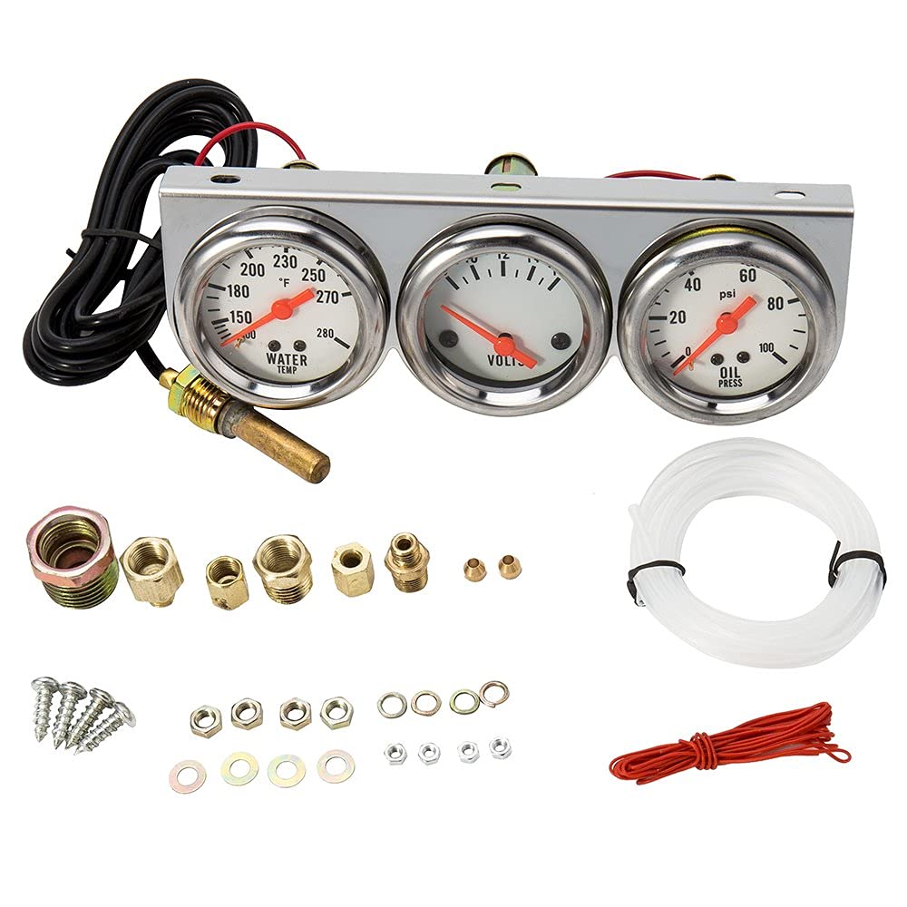 

Protoiya Triple Gauge Set, Car Gauges Set Kit, 3 in 1 Car Meter Auto Gauge Oil Temp Gauge (Oil Pressure, Water Temperature, Voltmeter) for Most Cars