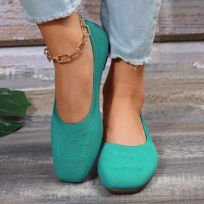 Damskie Codzienne Buty Jednokolorowe Płytkie Jednokolorowe Buty Okrągły Nosek Miękka Podeszwa Dzianinowe Buty Buty dla Matki Jednokolorowe Buty