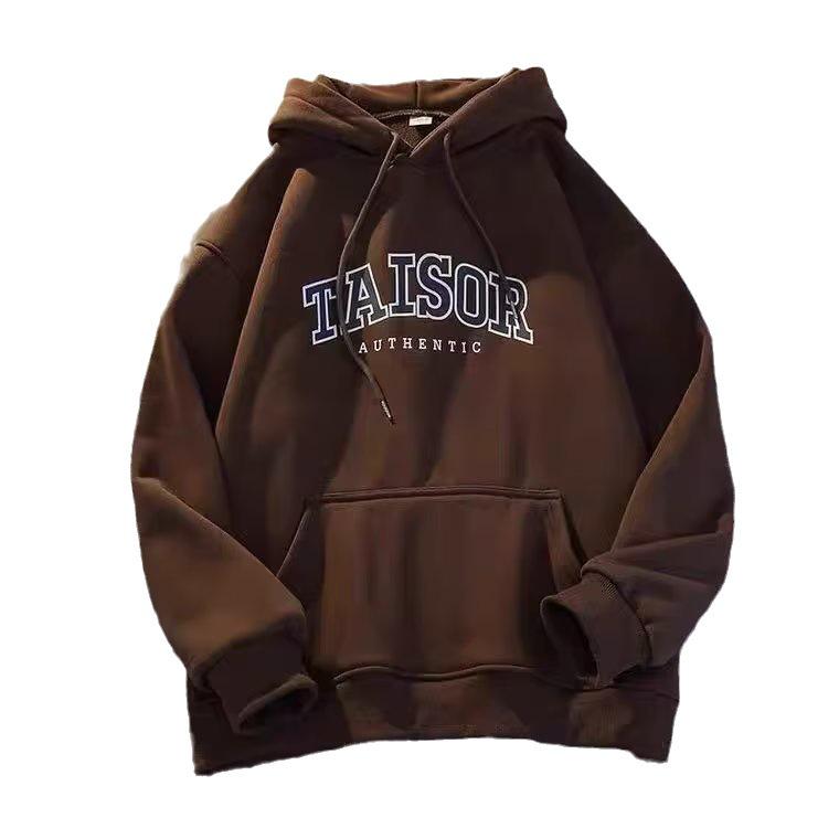 Boys' Hooded Velvet-Lined Sweatshirt - Autumn/Winter Loose Fit, Trendy Lazy Style Sports Jacket