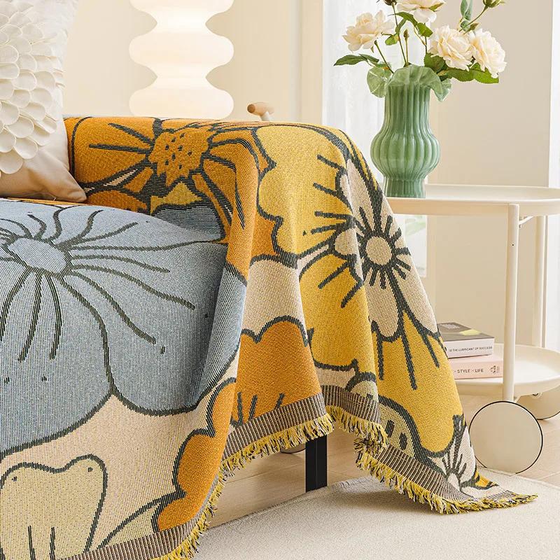 Universal Sofa Cover Polyester-cotton Blended Durable Sofa Blanket Soft Couch Chair Cover Futon Slipcover Furniture Protector