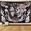 Invoibler Skull Tapestry Pink Mushroom Tapestries Aesthetic Butterfly Tapestry Large Moon Flowers Wall Decor Hippie Skeleton