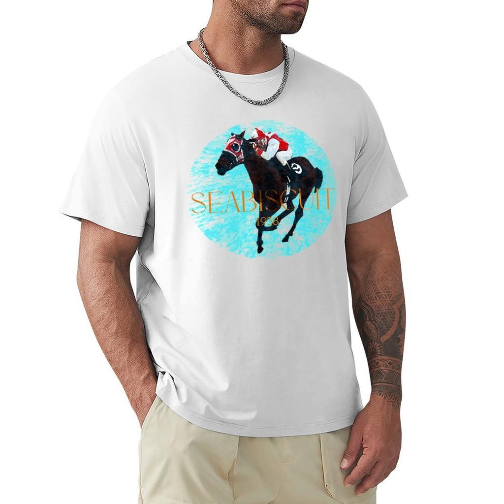 Seabiscuit 1938 II Famous Racehorses TShirt Anime Tshirt Man Clothes for a Boy Summer Shirt Mens Graphic Tshirts Big and Tall