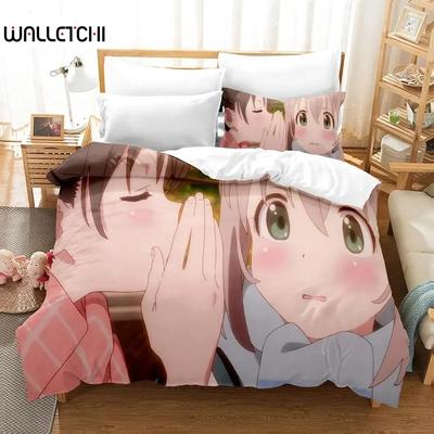 Yama No Susume Bettwäscheset Einzelbett Twin Full Queen King Size Bettset Erwachsene Kind Schlafzimmer Bettbezug Sets 3D-Druck Bettlaken-Set