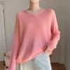 Mulberry Silk V-neck Sweater: Soft, Lightweight Velvet Knit, Women's Loose Fit for Autumn/Winter.