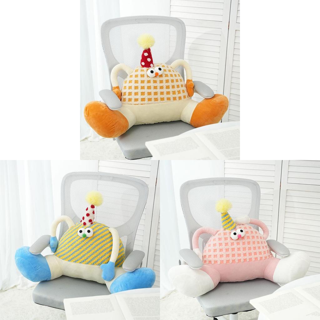 Cozy Monster Cartoon Plush Lumbar Pillow With Breathable Outer Cover For Girls Bedroom Lounge