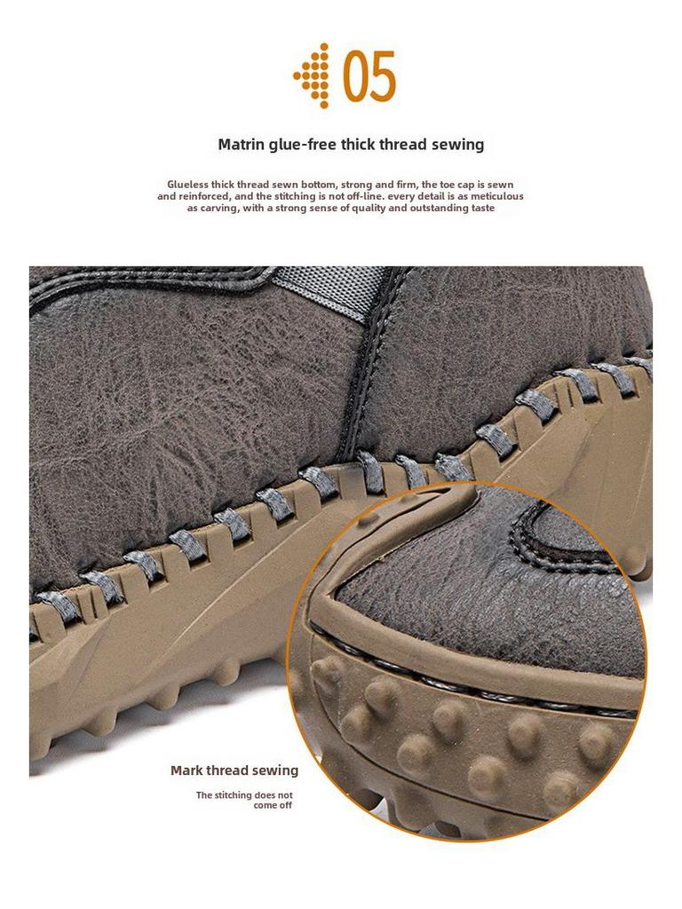 2023 Autumn/Winter Comfortable Hand-stitched Korean Style Genuine Leather Men's Casual Shoes