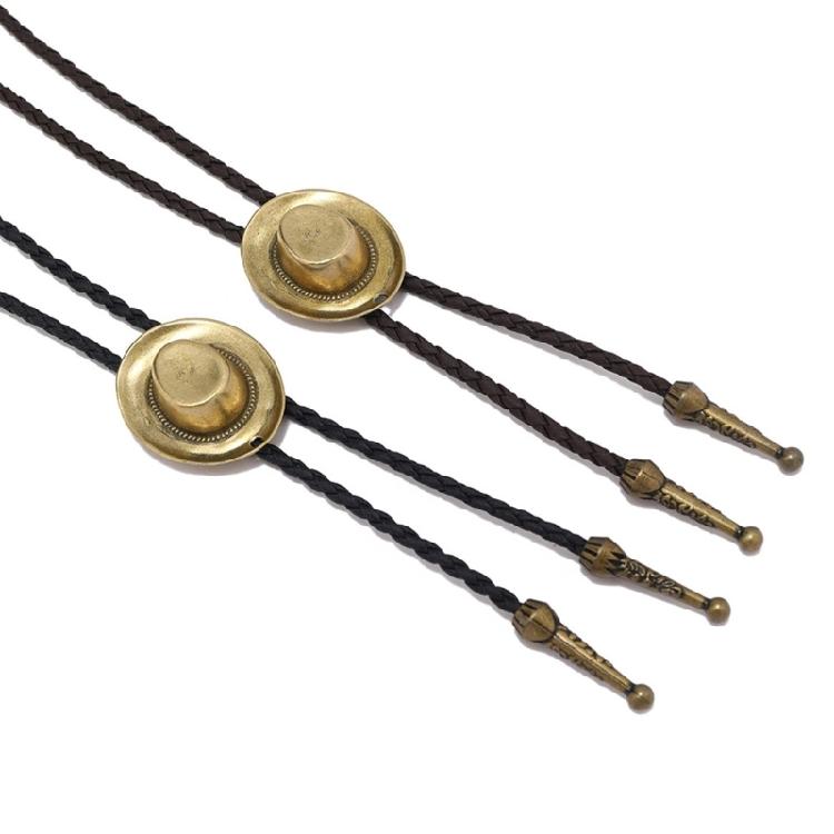 Bolo Tie Braided Rope 3D Cowboy Hat Western Necklace Costume Accessory for Men