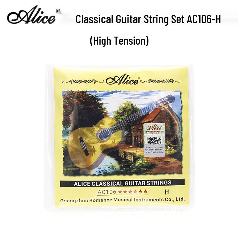 Alice High Tension Classical Guitar Nylon Strings, Anti-Rust Coated, Full 6-Piece Set.