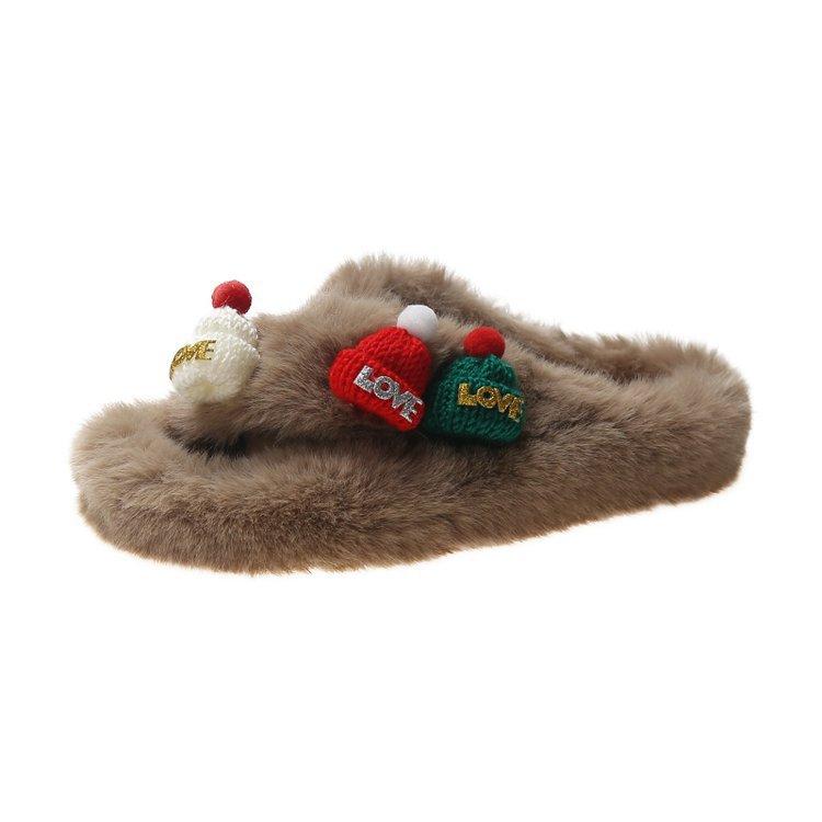 Christmas Elk Cotton Slippers For Women New Halloween Bedroom Soft Winter Indoor Shoes Warm Closed Toe Plush Cotton Slippers