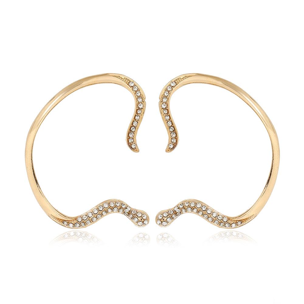 Snake Earrings, Fashionable Winding Exaggerated Personalized Ear Clips, Temperament Rhinestone Snake Stud Earrings, Ear Hanging Earrings