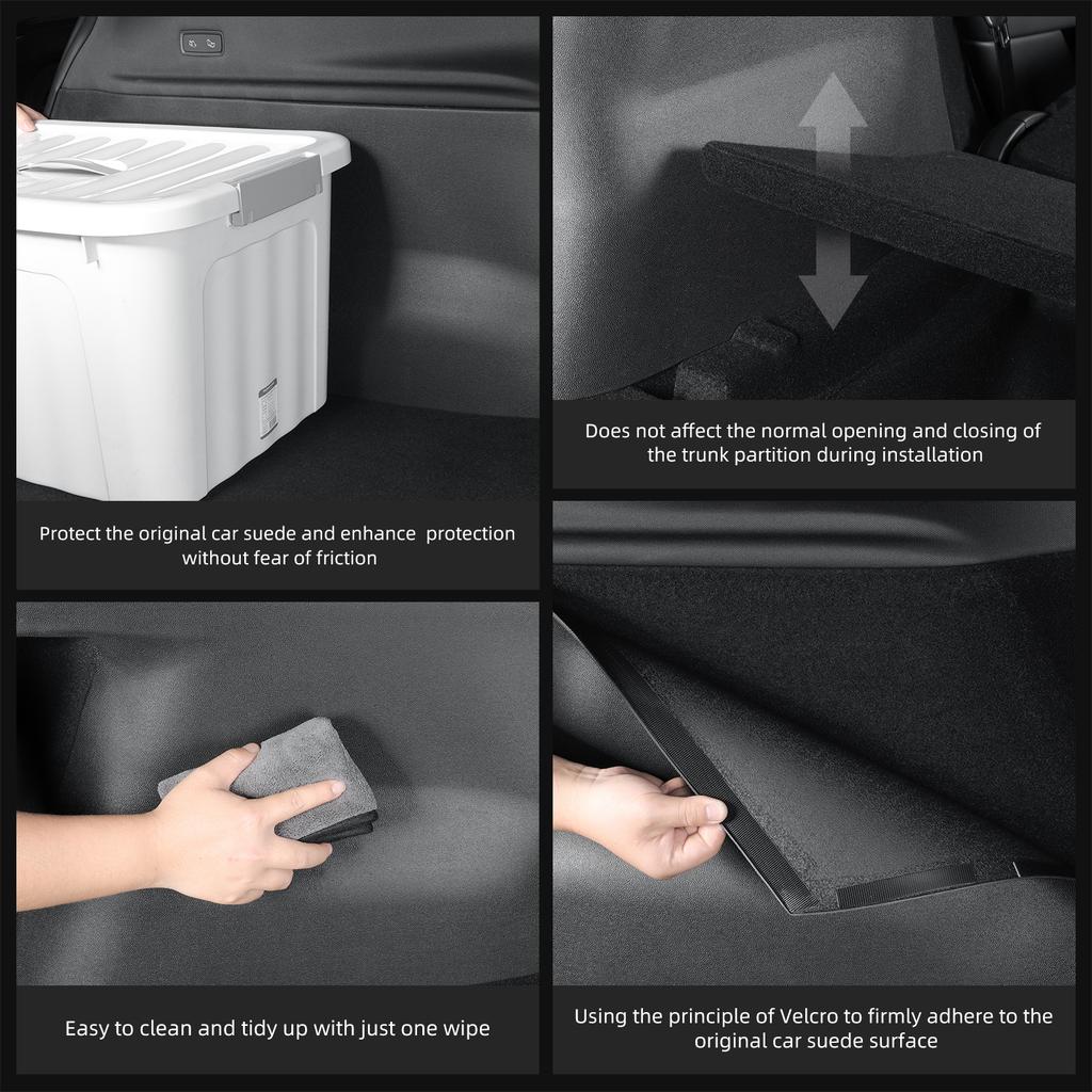 for Tesla Model Y Launch 2025 Juniper Rear Trunk Side Anti-Kick Pad Full Coverage Protection Kit Car Anti-dirty Pad 4Pcs Black