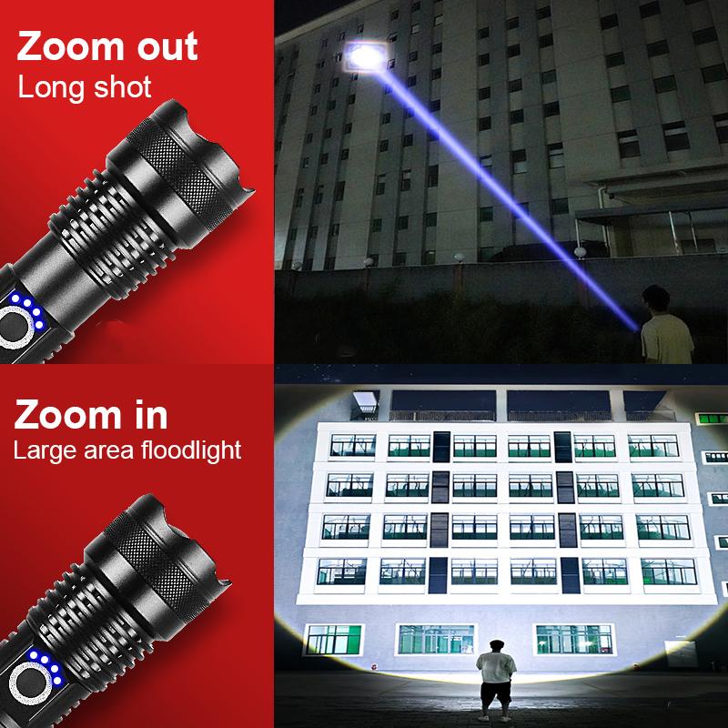 9000LM Powerful Flashlight USB Rechargeable Torch Light High Power LED Flashlight Zoom Camping Lantern Work Lamp