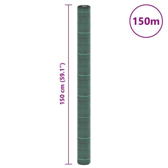 VidaXL Membrane anti-mauvaises herbes vert 1,5x150 m PP, tissu anti-mauvaises herbes, membrane de contrôle des mauvaises 4005260