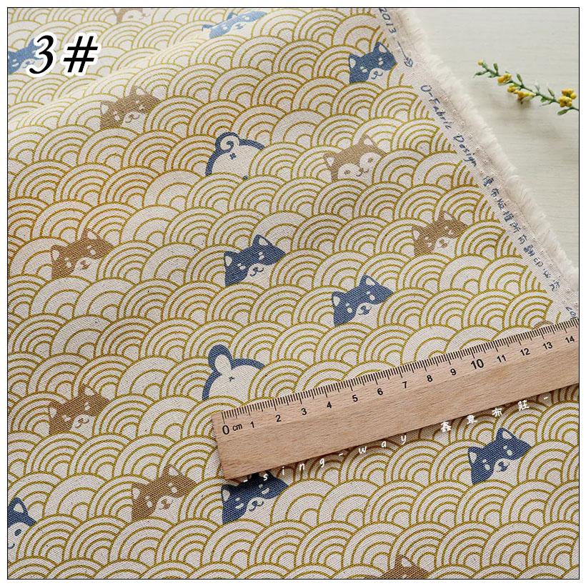 Tejidos de Algodón Grueso con Estampado de Cabeza de Perro Curva Marina, Tela para Bolsos Hechos a Mano DIY Material 100% Algodón Accesorios de Costura