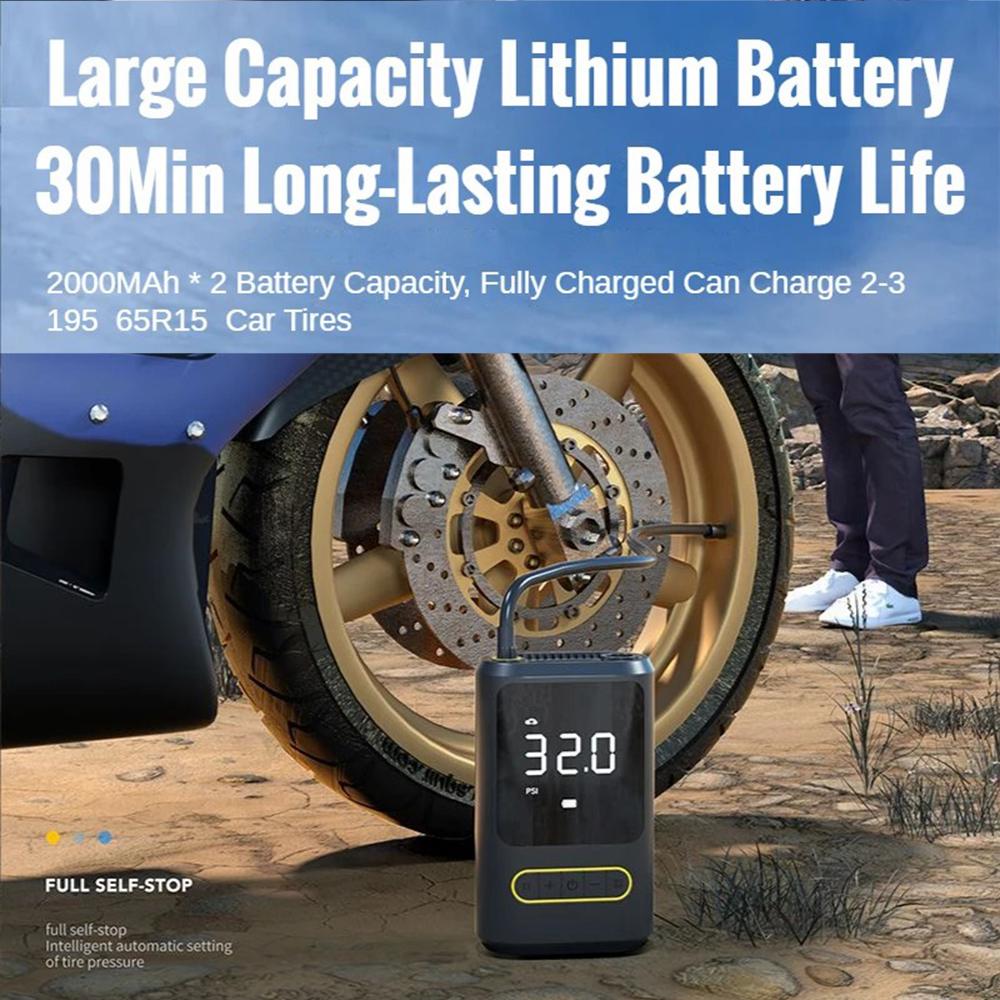 

ATJ-8466 Tire Inflator 19MM Air Cylinder Air Pump with Power Bank Function Type A