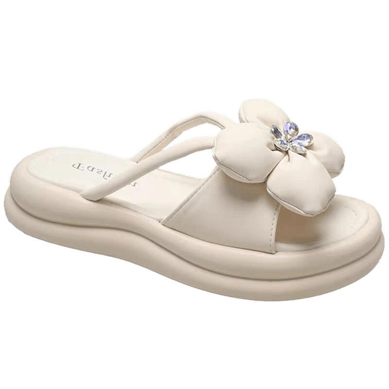 Cool tofflor med tjock sula dam sommarblommig mode med kjol 2025 nya gravida kvinnor går ut strandtofflor