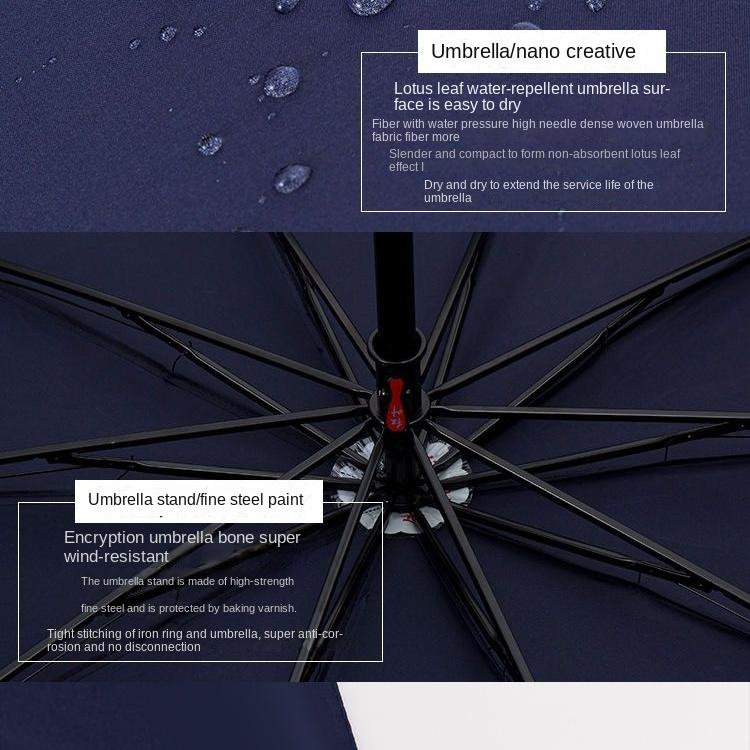 Large Oversized Rainy Umbrella Unisex Three-Person Umbrella Business Umbrella Three Folding Umbrella