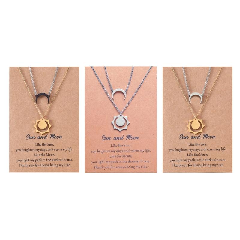 2-delige Geluksketting Zon en Maan Hanger Ketting Ketting Bff Vriendschap Cadeaus Sieraden Roestvrij Staal Kettingen