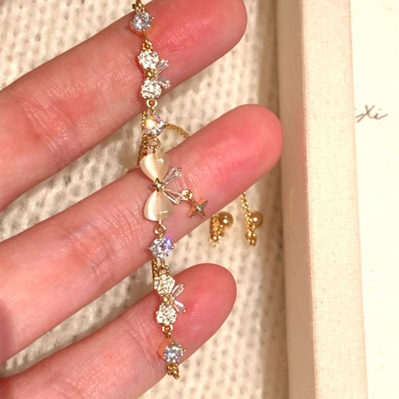 Starry Sky Zircon Bow Bracelet - Elegant, High-End Design for Women