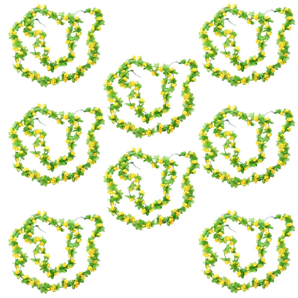 40 Heads Simulated Rose Flower Vine Hedge Living Room Wedding Decoration Wall Hanging Simulated Flowers Rattan 8pcs 230cm