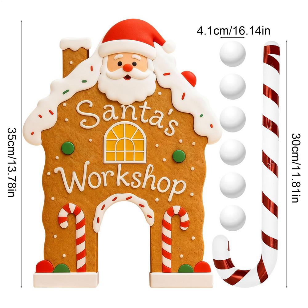 Gingerbread Golf Game with Candy Cane Sticks Portable Funny Indoor Outdoor Toy Gingerbread Christmas Mini Game Set for Home Room