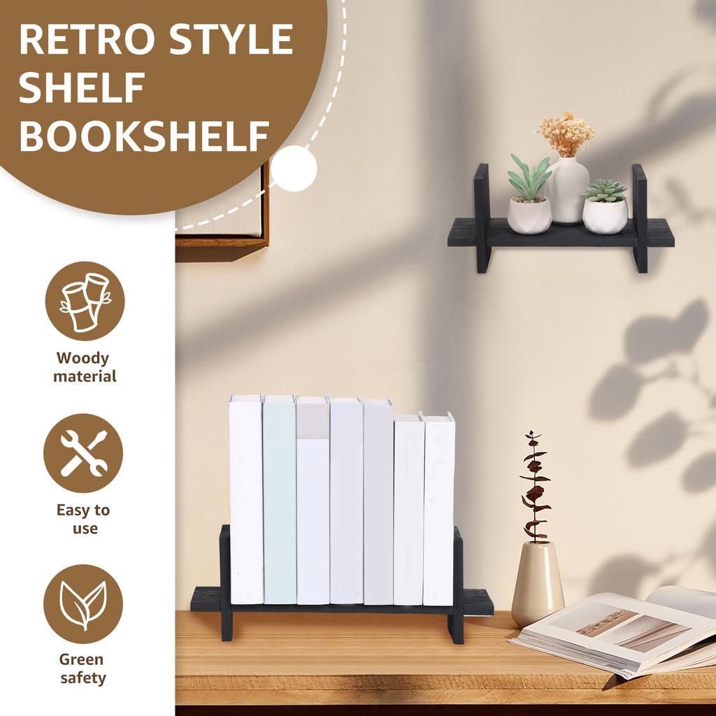 3Pcs Wood Floating Shelves Wall Bookshelf Desktop Storage Rack for Photo Frame Living Room Bedroom Decor