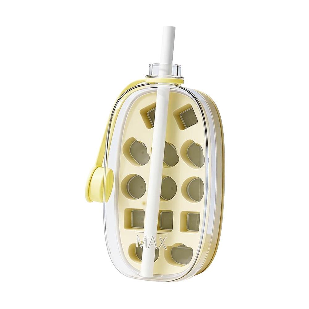 

with Straw Water Bottle Large Capacity Ice Cube Making Bottle Durable Ice Mold for Juice Beverage білий