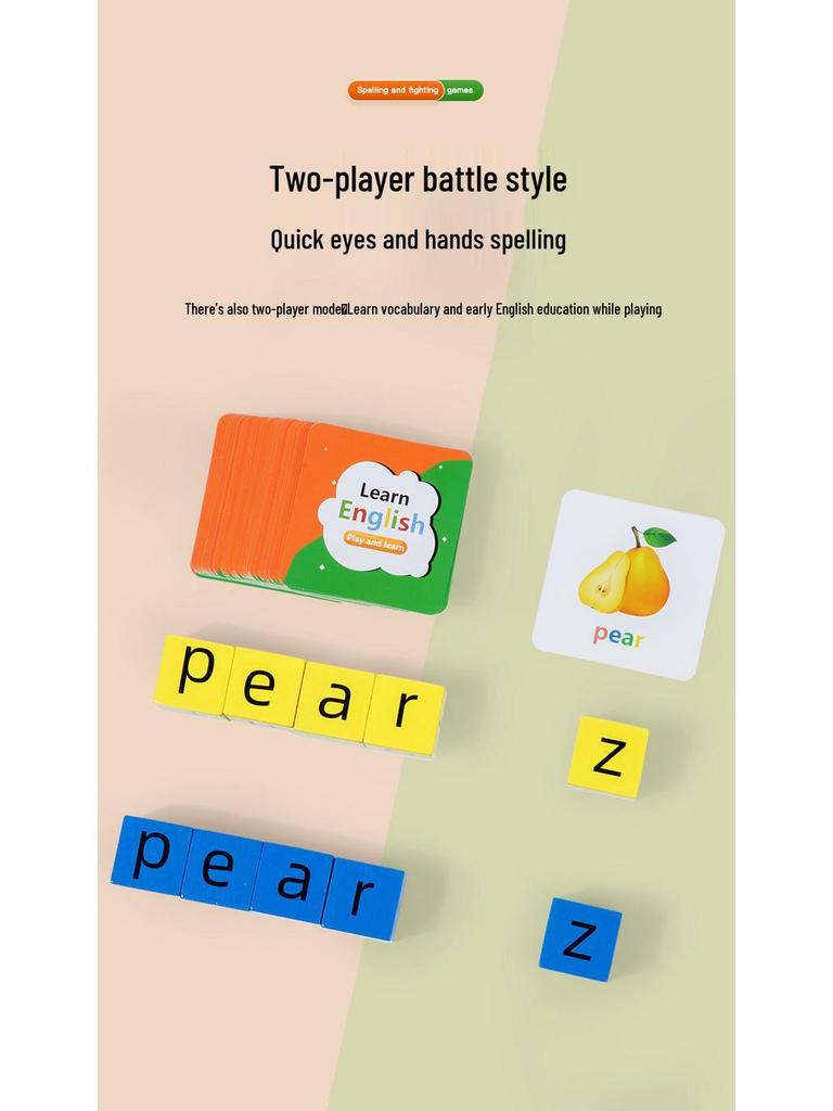 Montessori Spelling Card Game: Educational Toy with Face-Changing Blocks for Early English Learning