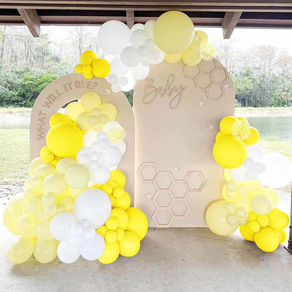 Baby Yellow Balloons Garland Yellow White Gold Confetti Balloon Arch Kit Birthday Party Baby Shower Home Party Decoration Globos