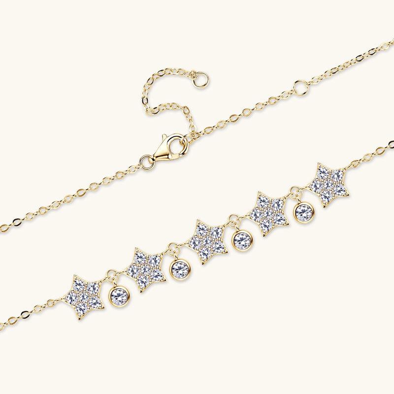 Silvere Glam S925 Sterling Silver Pendant, Niche And Simple All-moissanite Necklace For Women, Christmas Starry Sky Collarbone Chain