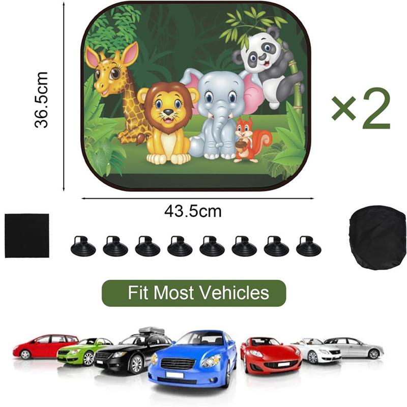 

2 шт., солнцезащитный козырек для детского автомобиля, универсальный боковой козырек для окна, летняя защита от УФ-лучей Animal