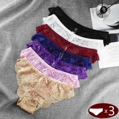 Women Underwear Set Floral Lace Panties Transparent Hollow Out Briefs Female Lingerie Intimate