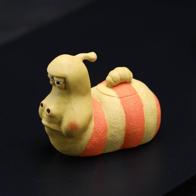 1pc Yixing Purple Clay Laughing Bug Shaped Handmade Teapot Tea Maker, Kung Fu Tea Set, Hand Gift for Raising Tea Pets