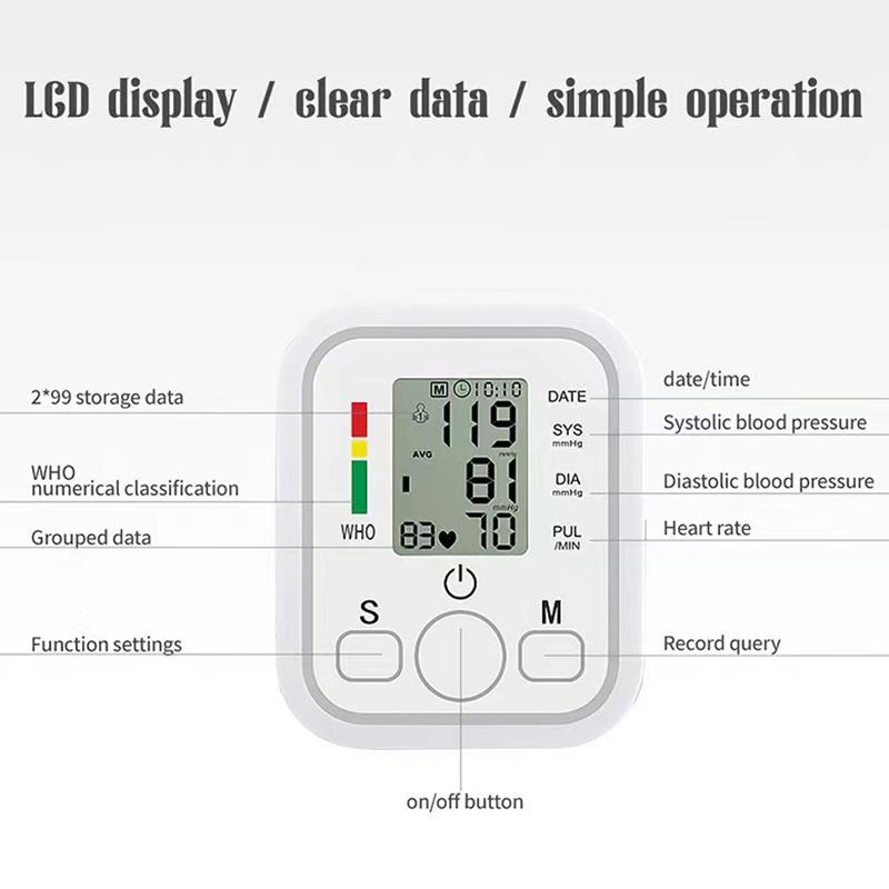 English Voice Digital Arm Blood Pressure Meter Cuff Medical Automatic Pressure Tonometer Tensiometer Baumanometer