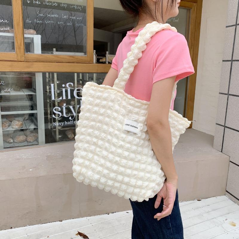 5 Cloud Bubble Flower Shoulder Bag Female Student Simple Handbag Canvas Large Capacity Women's Bag
