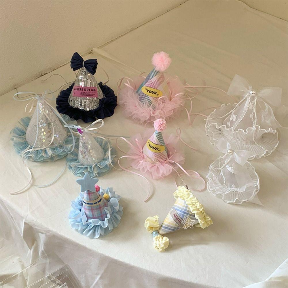 Embroidery Birthday Hat Hairpin Sequin Birthday Cap Lovely Birthday Crown Girls