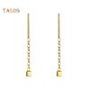 TJA Small Geometric Cube Long Dangle Chain Earrings Party Jewelry