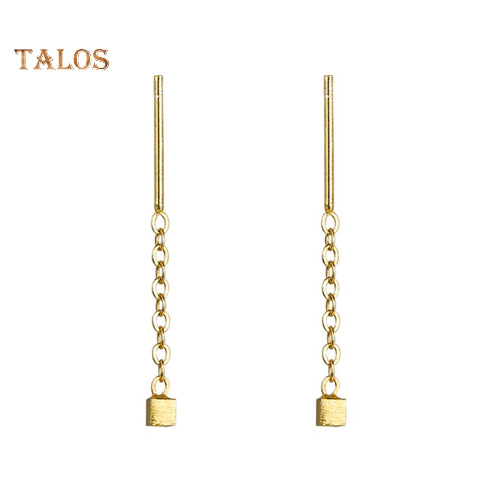 TJA Small Geometric Cube Long Dangle Chain Earrings Party Jewelry