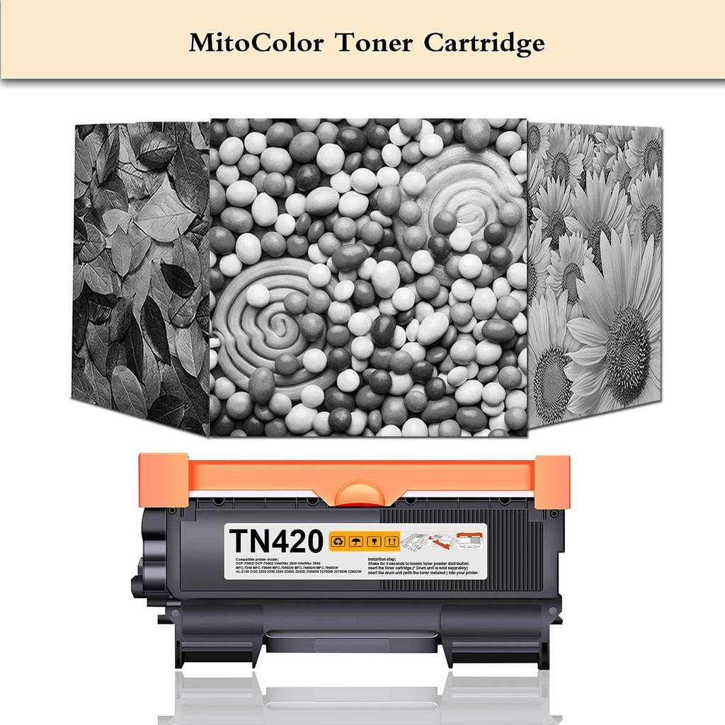 TN-420 Black Toner Cartridge Replacement for Brother TN420 HL-2270DW 2280DW 2230 MFC-7360N 7860DW DCP-7065DN Intellifax 2840 2940 Printer (2 Black)