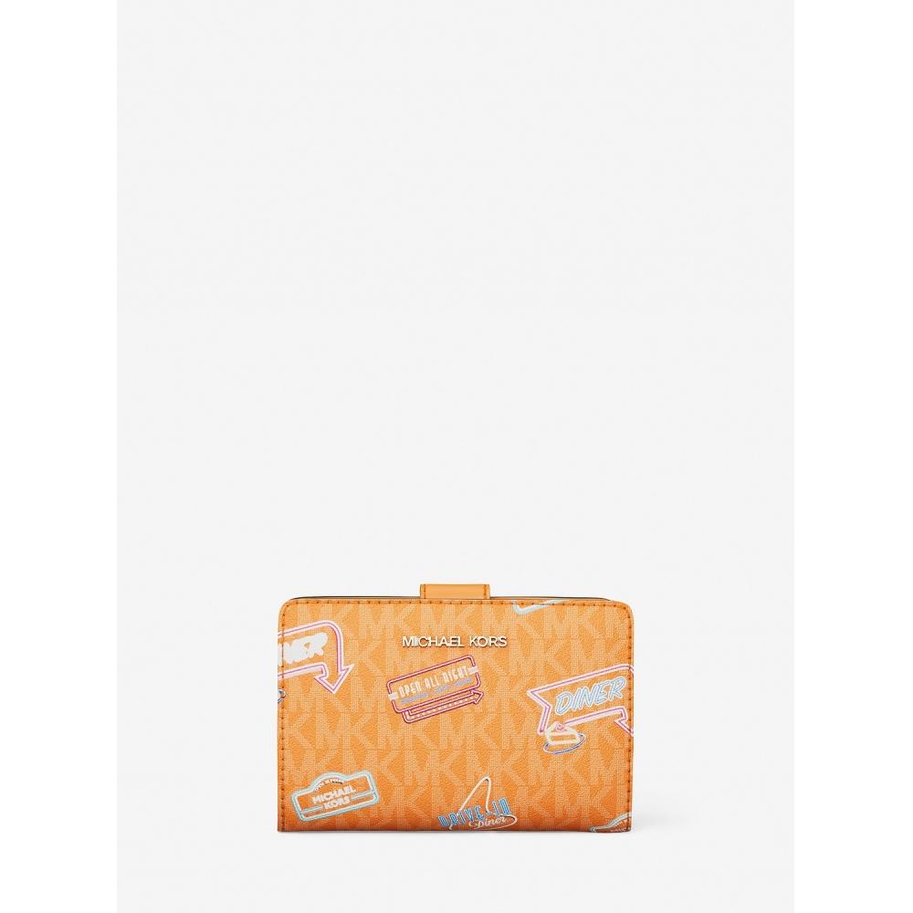 

Michael Kors Jet Set Travel Billfold Zip Compact Wallet Medium Mk Signature 35t5gtvf6v3357 Pop Orange F