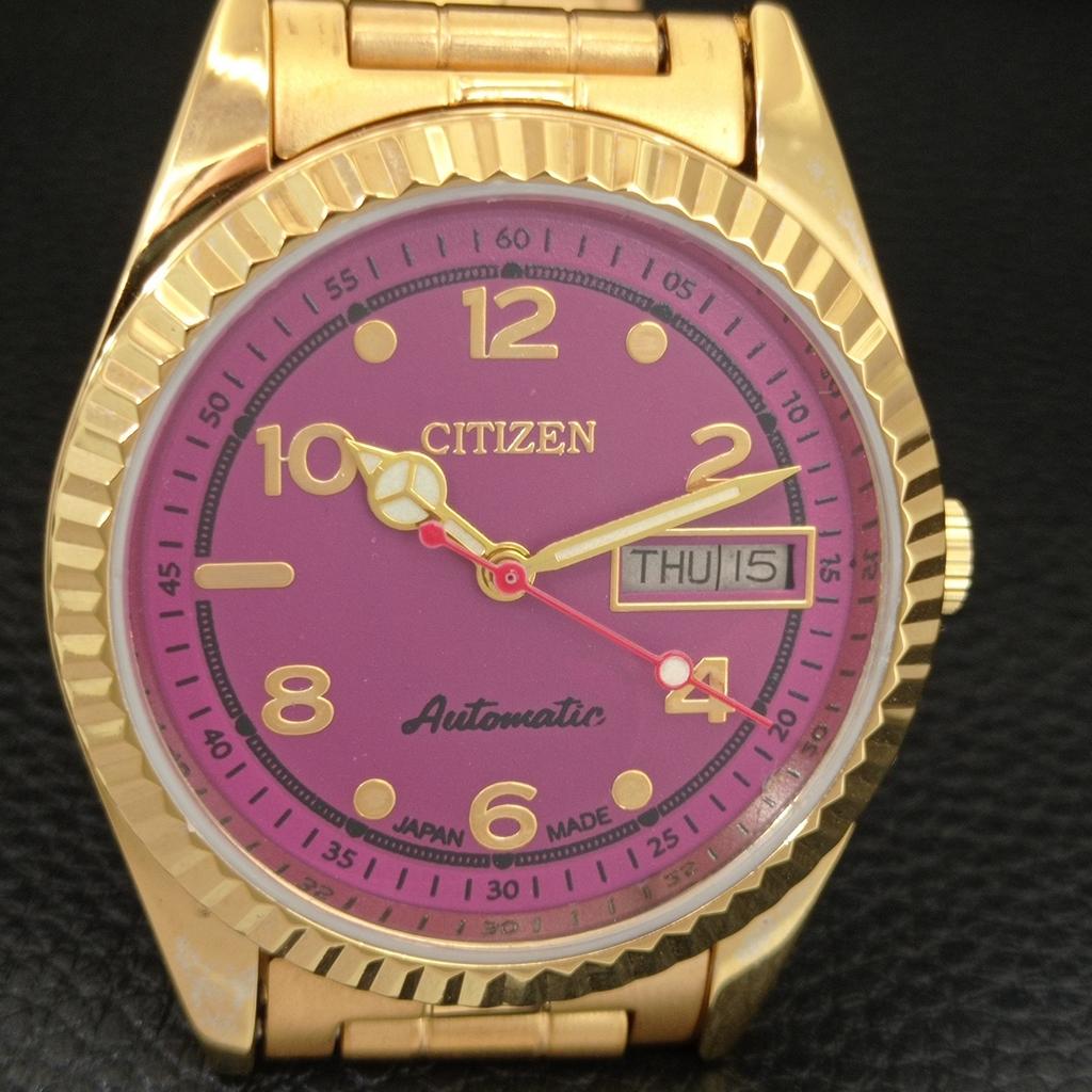 AUTOMATIC VINTAGE REFURBISHED CITIZEN JAPAN MENS PURPLE DIAL WATCH a445365-1