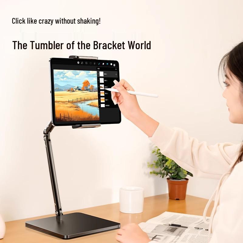 Adjustable Carbon Steel Double Arm Phone Stand for Live Streaming & Photography