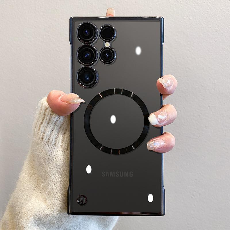 Ultratynn Passer til Samsung S25 Ultra Mobiltelefondeksel Magnetisk Platering Gjennomsiktig S24Plus Rammeløst S24 Beskyttelsesdeksel