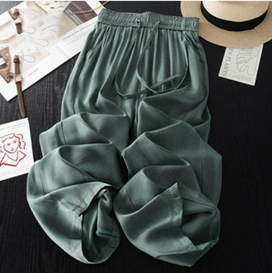 Women s Cupro Straight Leg Summer Pants - Comfortable, Slimming, Loose Fit Casual Trousers 2026 Style 31/3XL (135-145 lbs)