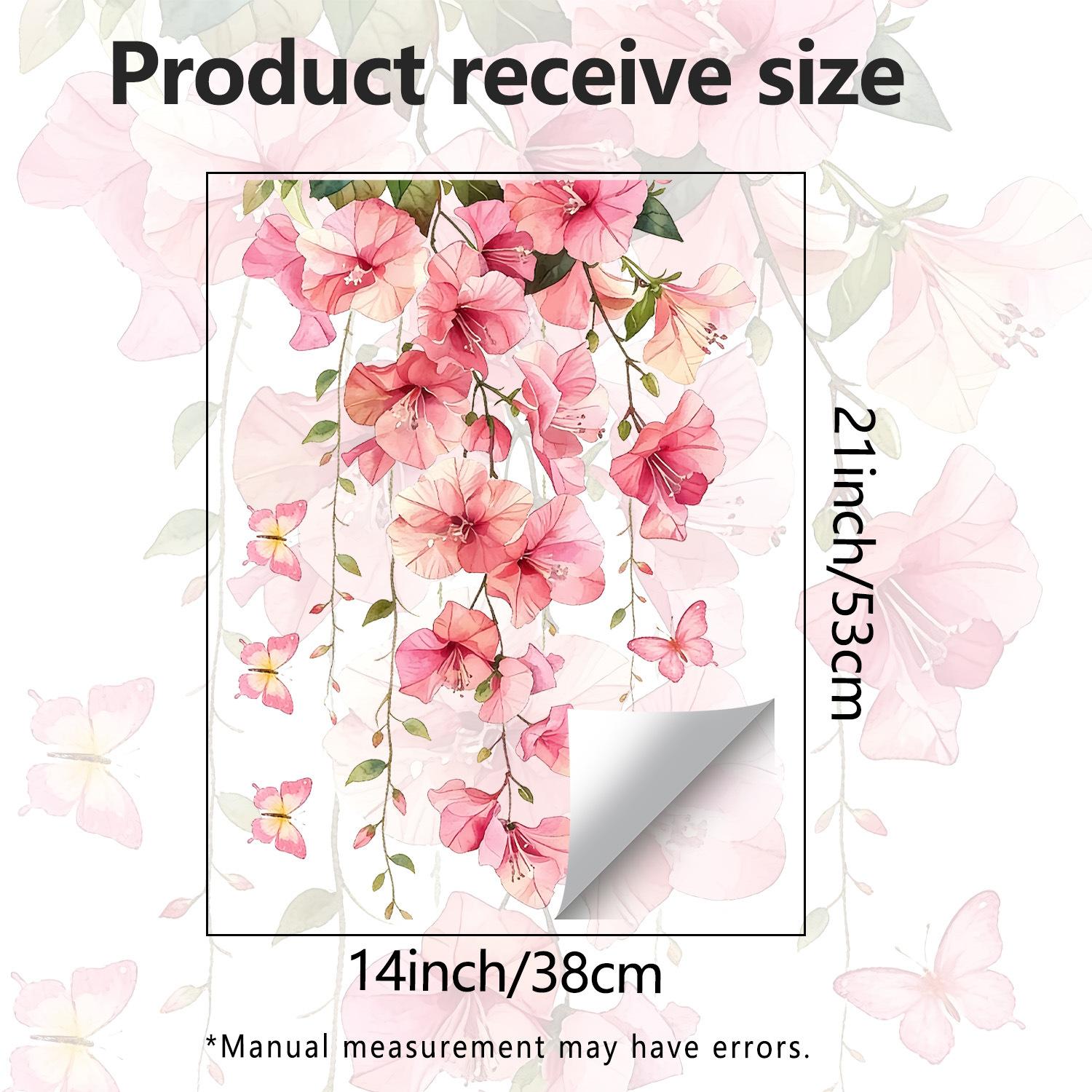 

Watercolor Bougainvillea Self Adhesive Wall Sticker for Bedroom Living Room Study Wall Decor 38x53cm розовый