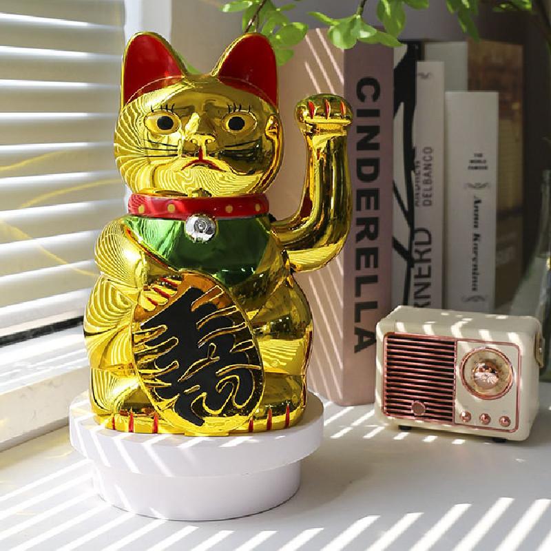 Chinese Lucky Wealth Waving Cat Home Decor Welcome Sculpture Statue Car Ornament