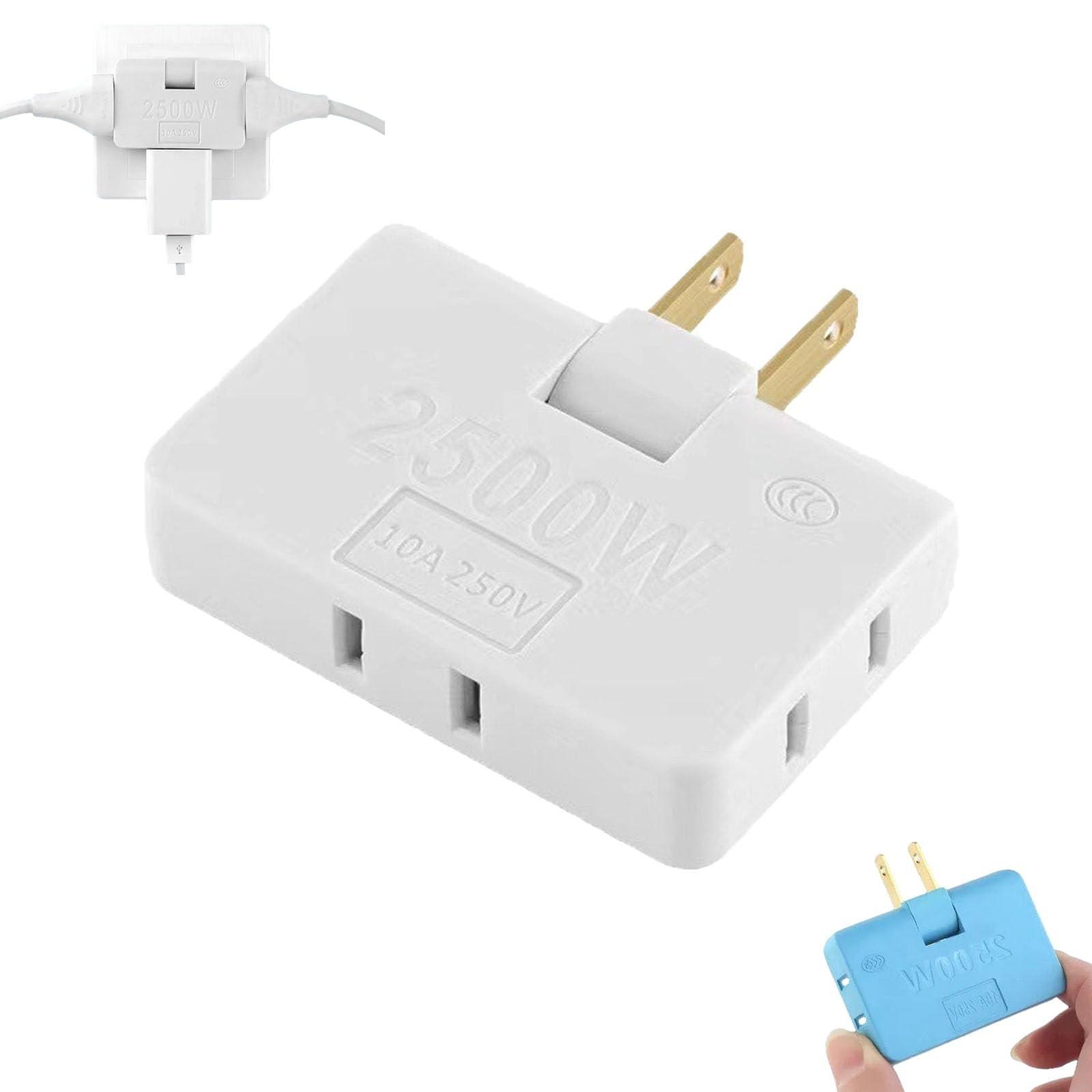 

Обертова розетка Ультратонкий перетворювач з одного на три Двоконтактний штекер на три контакти Подовжувач телевізійної шафи Подовжувач живлення One Size білий