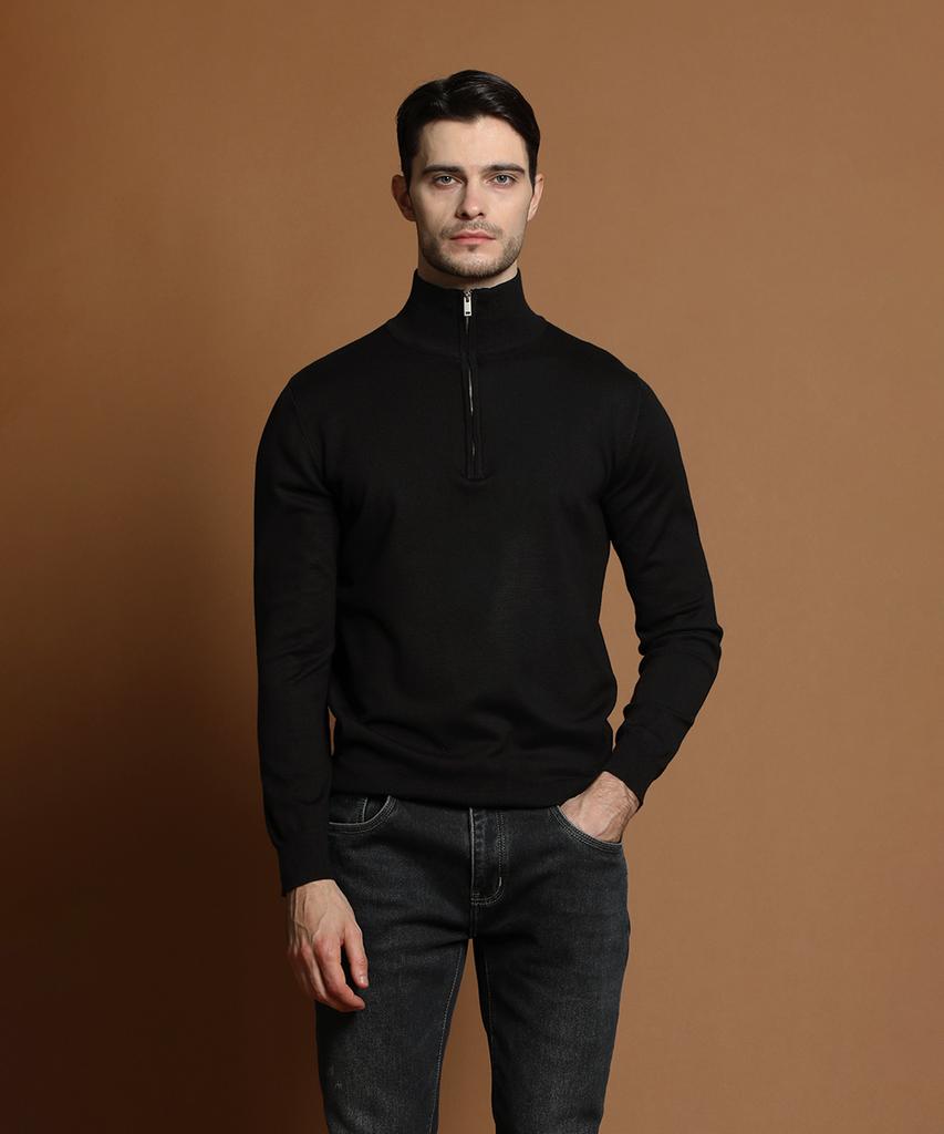 PANICALE Black Soft Half-Zip Knit (Type B)